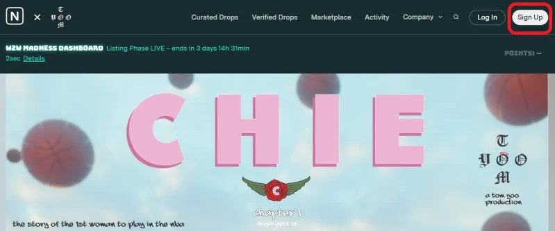 ステップ1：「Sign Up」を選択