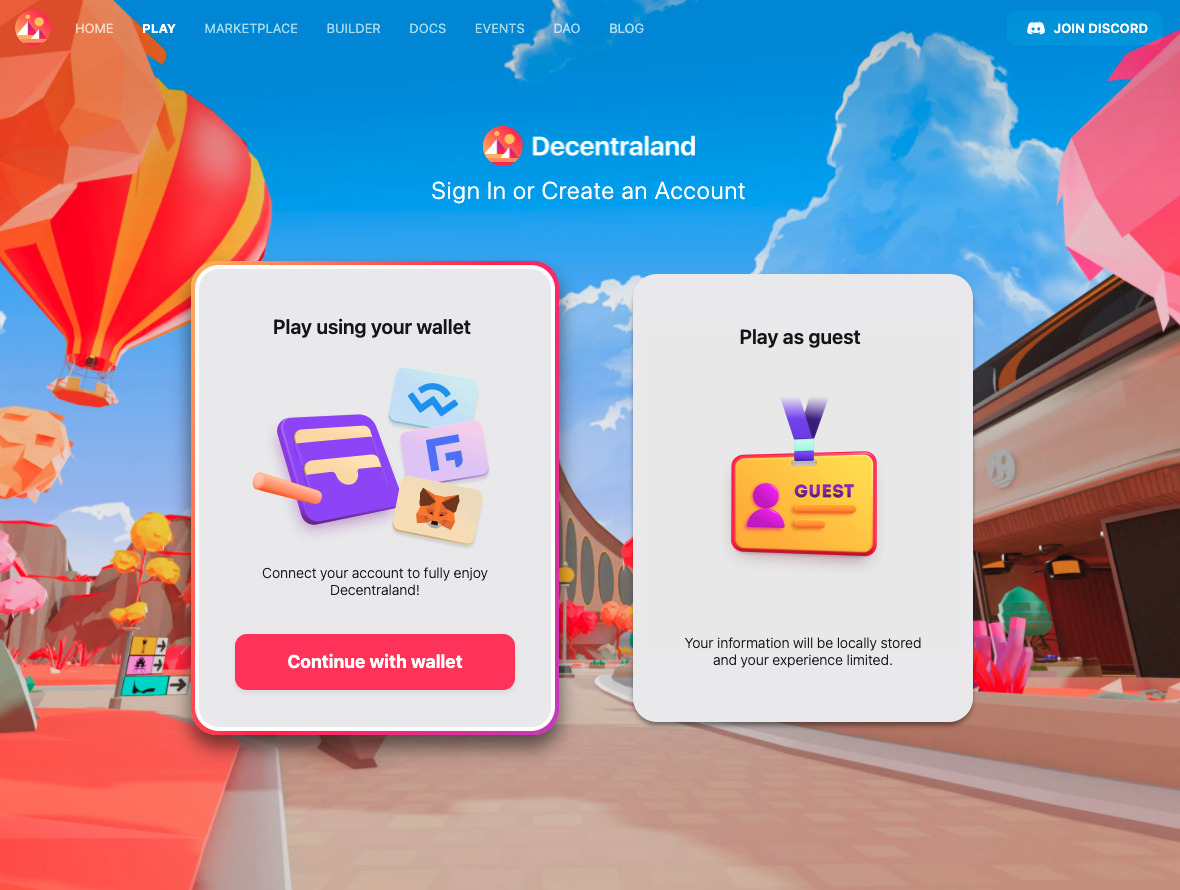 「Play using your wallet」をクリック