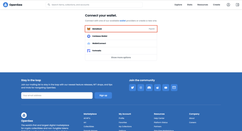 MetaMaskとOpenSeaを接続する3