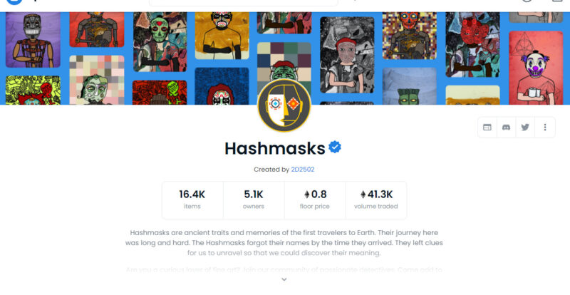 検索欄に「Hashmasks」と入力して購入する2